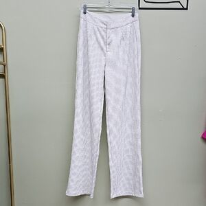 White Rhinestone Patterned Women  Wide-Leg Pants